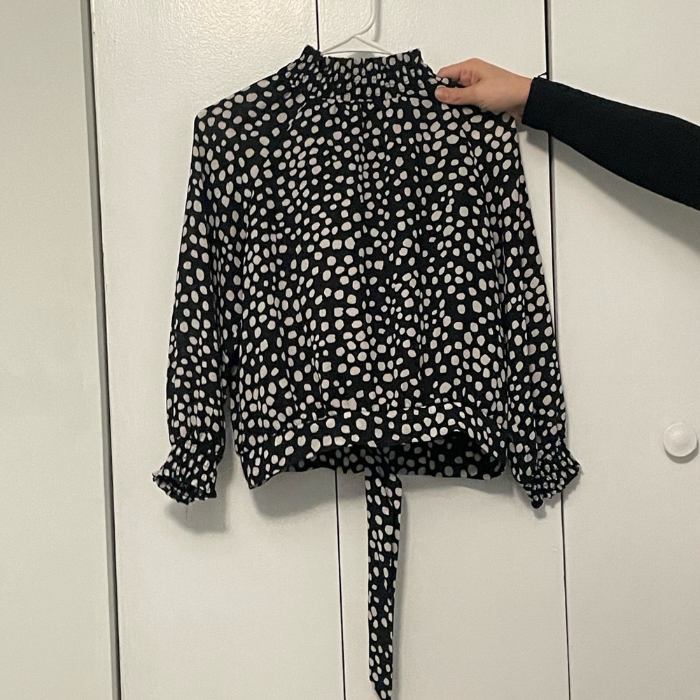 Black and White Polka Dot Women's Top